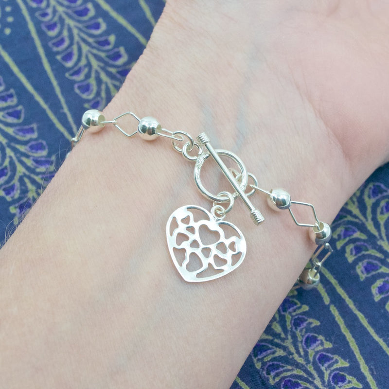 Heart & Key Charm Silver Bracelet – SILBERUH